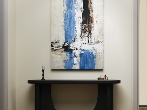  玄关装饰抽象画 凹凸氛围肌理画作 油画装饰柜3d模型 