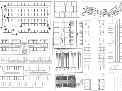 户外停车场平面标志标识图案图块图库cad施工图
