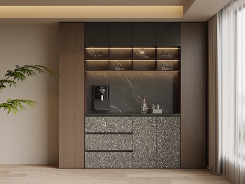  现代简约酒柜 餐边柜3d模型 