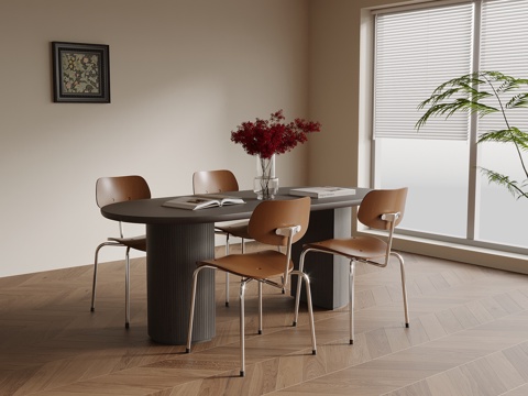  法式复古风餐桌椅3d模型 