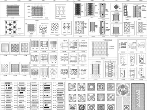 庭院地面铺装广场石材拼花图案广场波导线拼花图案CAD素材图库cad施工图