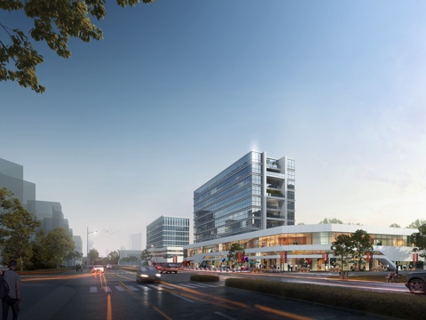  现代 办公楼 多层办公楼 鸟瞰3D模型3d模型 