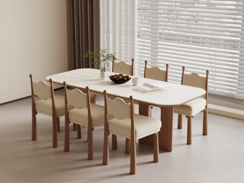  中古风餐桌椅3d模型 