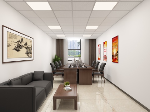  现代办公室3d模型 