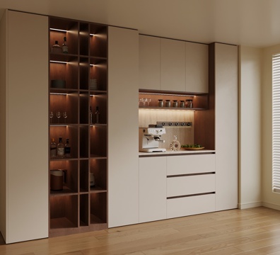 现代中古风餐边柜 橱柜su模型