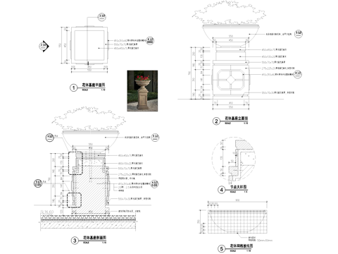 花钵花盆详图CAD施工图cad施工图