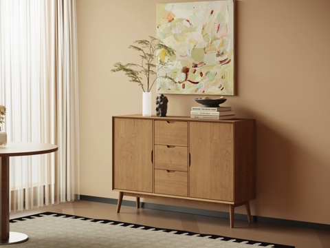 中古风玄关柜 边柜 端景柜 斗柜su模型