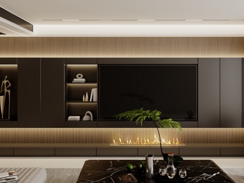  现代电视背景造型墙3d模型 