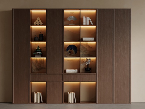 新中式书柜su模型