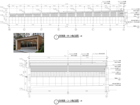 车库入口廊架构架节点大样详图CAD施工图cad施工图