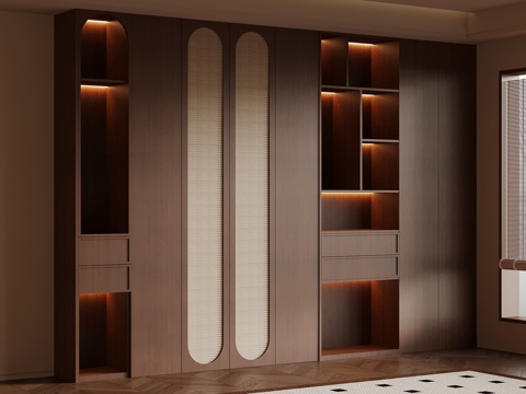  中古风书柜3d模型 