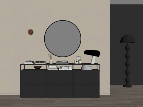 现代玄关柜 置物架 装饰架su模型