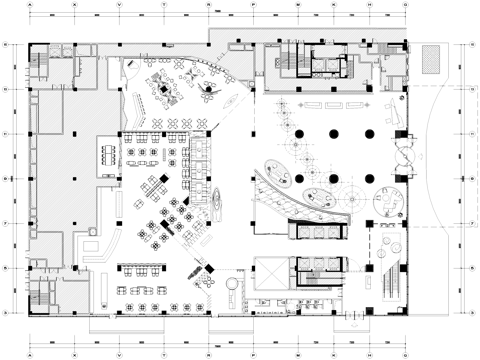 酒店餐厅大堂大厅室内工装平面图CAD施工图cad施工图