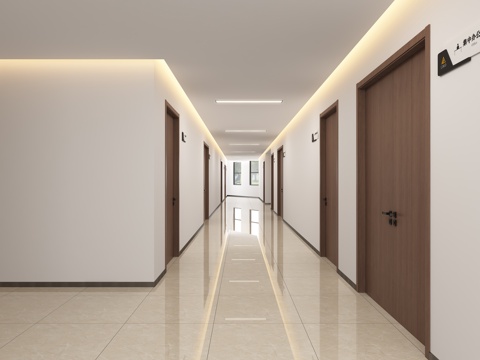  现代企业公司办公楼过道3d模型 