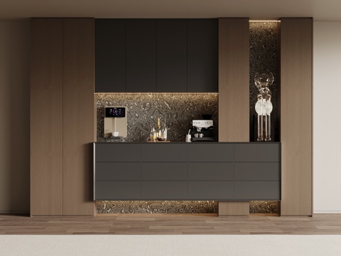  现代意式酒柜 餐边柜su模型 