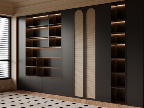  法式中古风书柜3d模型 