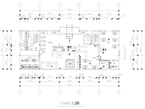 二层有氧书吧室内工装CAD施工图cad施工图