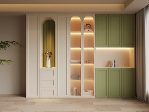  法式奶油风置物柜3d模型 