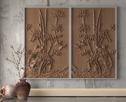  现代浮雕墙3d模型 