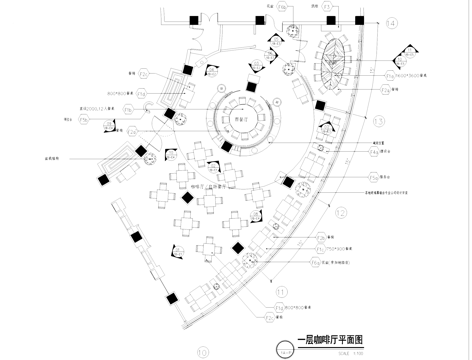 咖啡厅西餐厅自助餐厅室内工装CAD施工图cad施工图