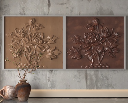  现代浮雕墙3d模型 