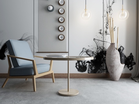  中式沙发茶几组合3d模型 