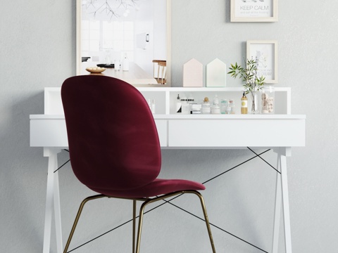  北欧梳妆台椅子组合3d模型 