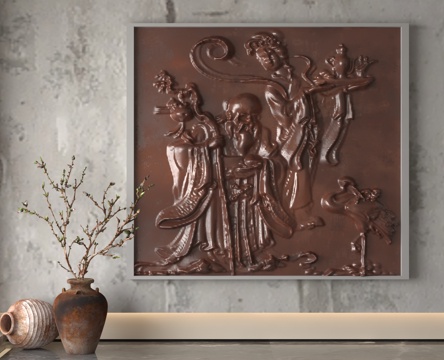  现代浮雕墙3d模型 