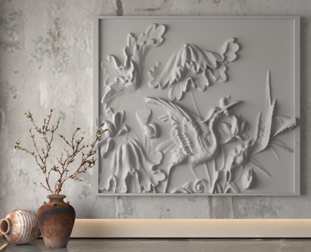  现代浮雕墙3d模型 