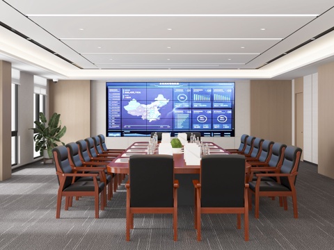  中式会议室3d模型 