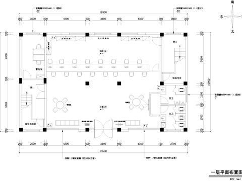 桥东社区三层党群服务中心室内工装CAD施工图cad施工图