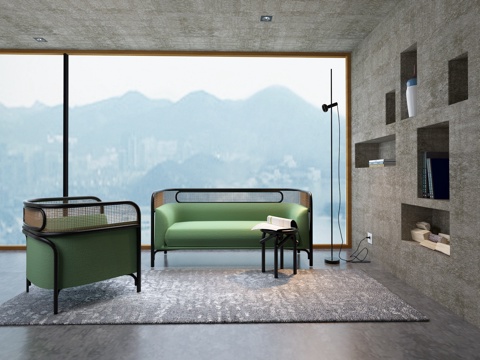  现代沙发茶几组合 落地灯 装饰品 茶几 沙发3d模型 