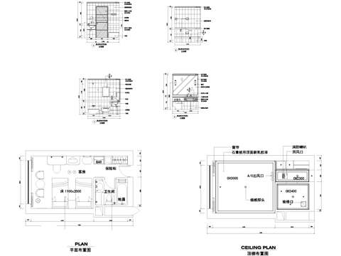 宾馆标准间客房室内装饰CAD施工图整套cad施工图