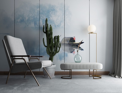  新中式茶几沙发组合3d模型 