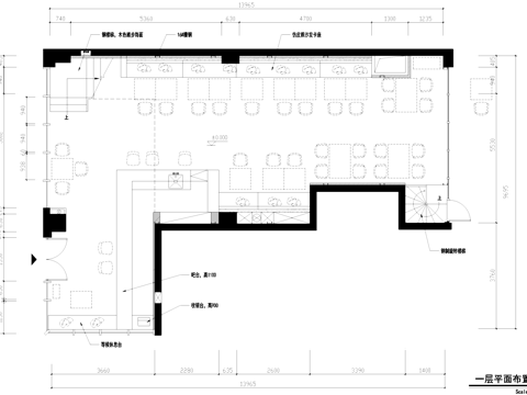 二层西餐厅室内工装CAD施工图cad施工图