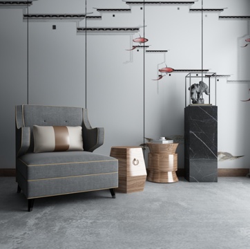  中式沙发茶几组合3d模型 