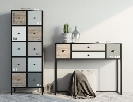  工业风书桌储物柜组合3d模型 