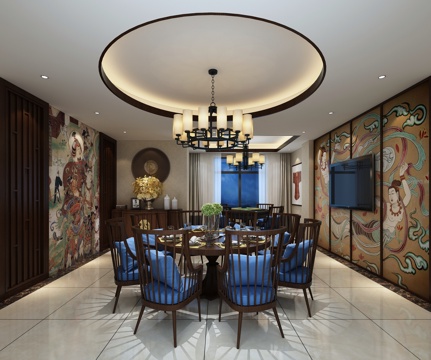  新中式包厢 装饰品3d模型 