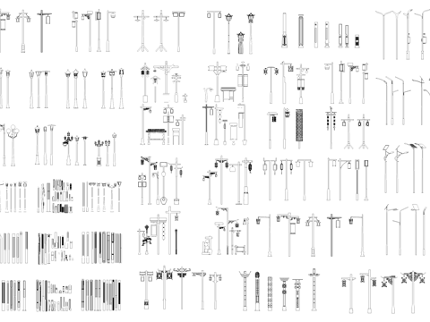 景观灯具路灯草坪灯灯柱图块图库CAD施工图cad施工图