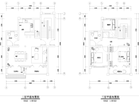 北欧自然风民宿室内工装CAD施工图cad施工图