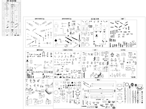 五金配件螺杆螺母垫片合页夹扣滑轨图块图库cad施工图
