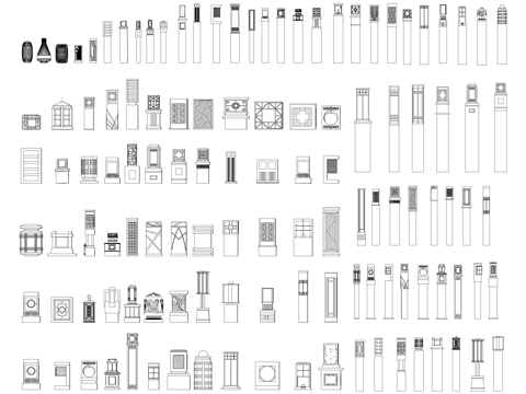 景观灯具灯柱庭院灯图块图库CAD施工图cad施工图