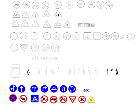 道路交通驾驶图标停车场标识图块图库CAD施工图cad施工图