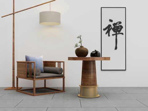  新中式沙发茶几组合3d模型 