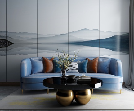  现代端景柜 茶几 沙发组合3d模型 