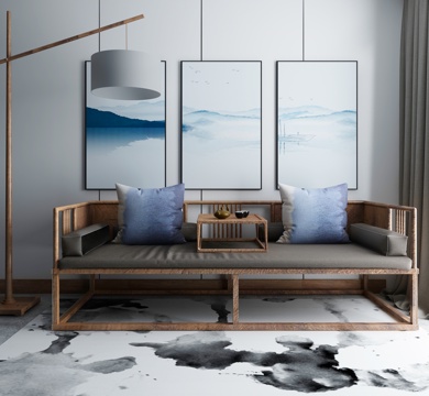  新中式沙发茶几组合3d模型 