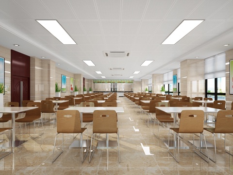  简洁干净餐厅3d模型 