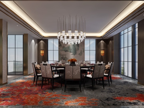  新中式包间 酒店包厢 VIP房3d模型 