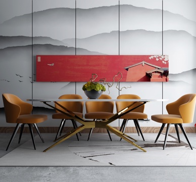  现代办公桌座椅组合3d模型 