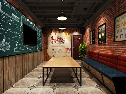  青春主题工业风音乐包厢 沙发 茶几3d模型 